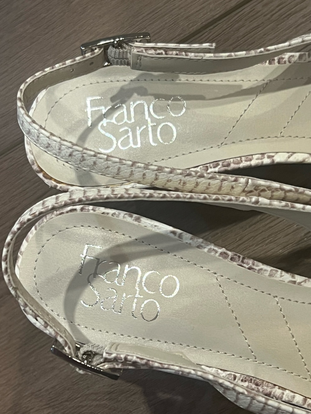 Franco Sarto Kate White Snake-Embossed Slingback Heels Size 7 - Picture 8 of 13